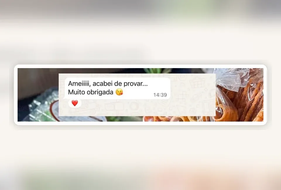 Mensagem de cliente após experimentar o produto