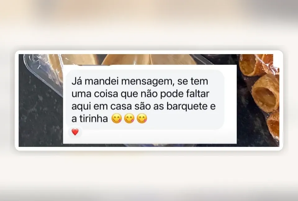 Mensagem de cliente destacando barquetes e tirinhas