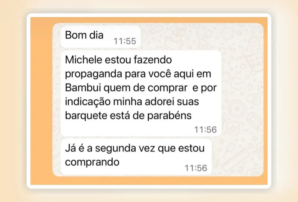 Mensagem de cliente que voltou a comprar
