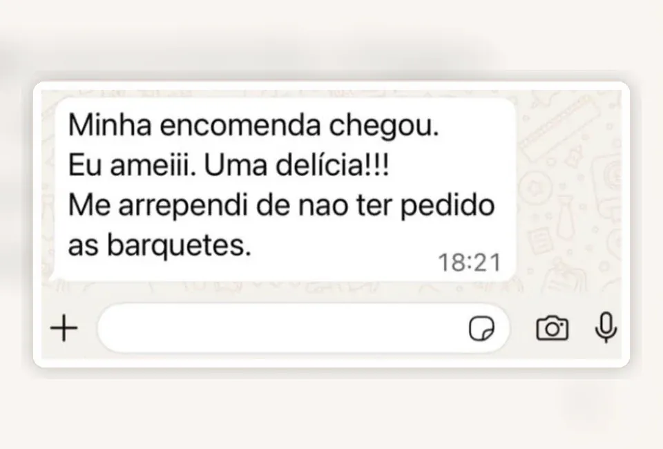 Mensagem de cliente sobre a encomenda recebida