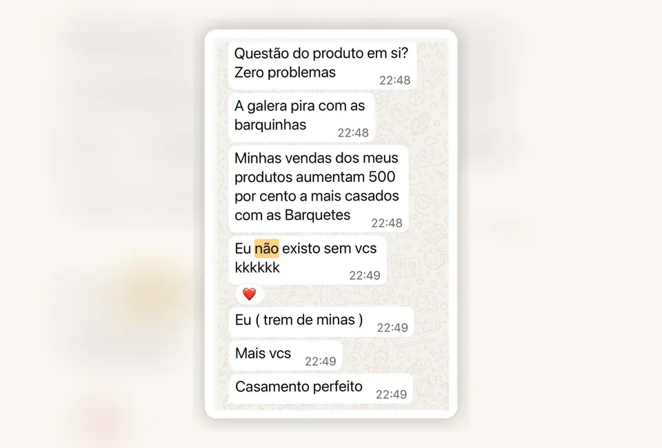 Relato de cliente sobre resultados com as barquetes